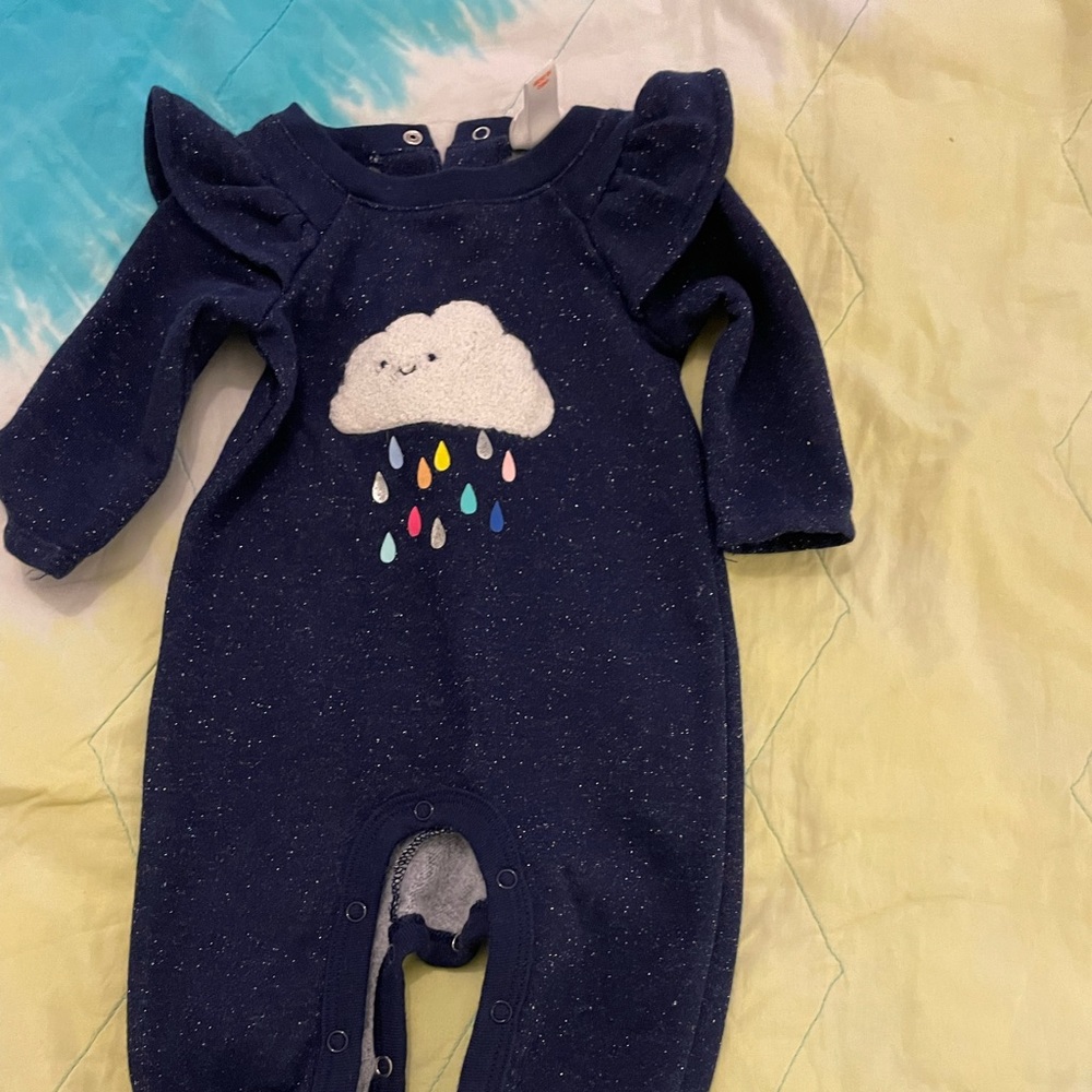 Navy blue one piece for a baby girl